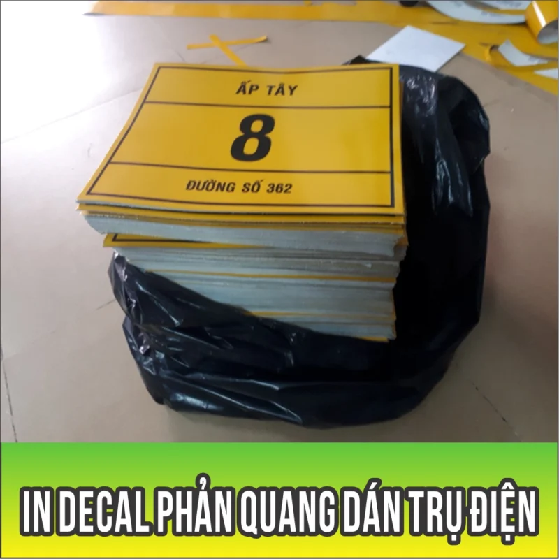 mẫu in decal phản quang 3m tem trụ điện