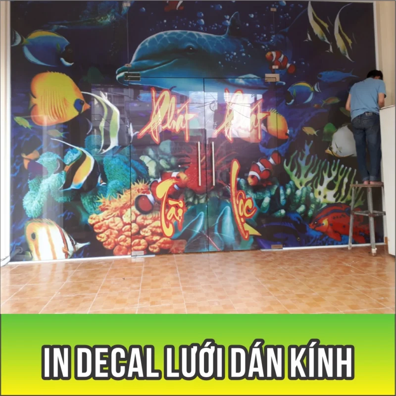 mẫu in decal lưới dán kính
