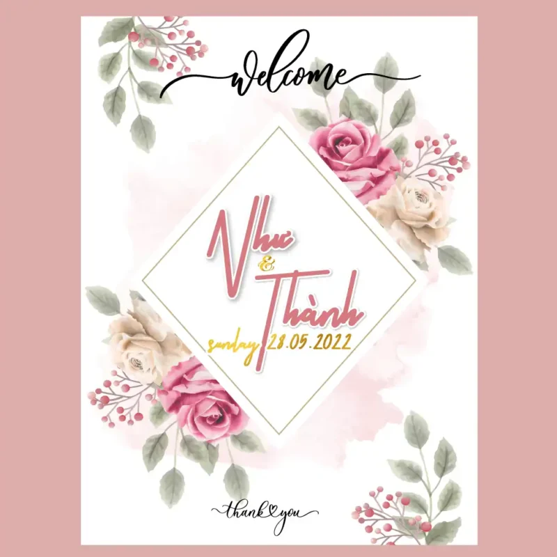mẫu bảng tên đám cưới số 355