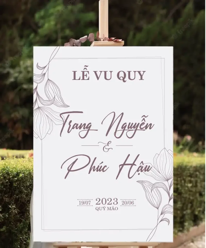 mẫu bảng tên đám cưới số 454